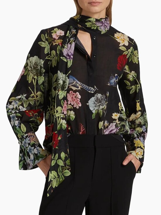 Alice + Olivia Tops - ALICE + OLIVIA Lloyd Floral Slit Sleeve Blouse in Venus Floral - Size Large -NWT